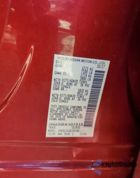 2018 Nissan Titan Sv из США, поврежденный, VIN 1N6AA1E68JN502938